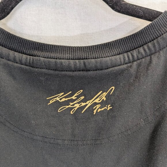 Karl Lagerfeld Paris Size Small Black Sweatshirt with Self Silhouette - Picture 5 of 15